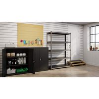 Iron Horse - 3200 Riveted Steel Shelving 5-Shelf Unit, 18D x 48W x 72H - Gunmetal Gray - Black - Left View