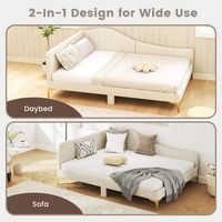 Costway Full Size Upholstered Daybed Rivet-Tufted Platform Bed with  Metal Legs Wood Slats - Beige - Left View