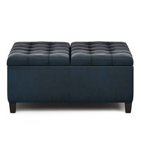 Simpli Home - Harrison 36 inch Wide Transitional Square Coffee Table Storage Ottoman in Faux Leat... - Left View