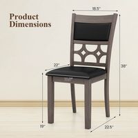 Costway Upholstered Dining Chair Set of 4 Armless Chair with Padded Backrest & Seat - Cappuccino,... - Left View