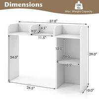 Costway - Desk Bookshelf Desktop Storage Organizer Display Shelf Rack Dorm Office - White - Left View