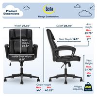 Serta - Hannah Upholstered Executive Office Chair with Pillowed Headrest - Smooth Bonded Leather ... - Left View