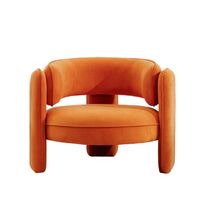 Bestier - Modern Stylish Club Velvet Accent Chair with Wide Seat Cushion - Orange - Left View