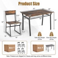 Costway 5 Piece Dining Table Set Industrial Rectangular Kitchen Table with 4 Chairs - Brown - Left View