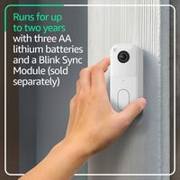 Blink - Video Doorbell - Head-to-toe HD view, two-year battery, simple setup, Required Sync Modul... - Left View