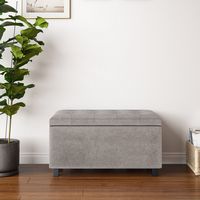 Simpli Home - Cosmopolitan Storage Ottoman - Distressed Grey Taupe - Left View