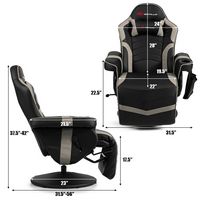 Costway - Massage Swivel Gaming Chair with Recline - Gray + Black - Left View