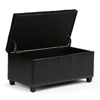 Simpli Home - Amelia 34 inch Wide Transitional Rectangle Storage Ottoman Bench in Faux Leather - ... - Left View