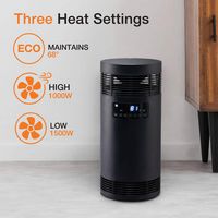 Lifesmart - 360 Surround Ceramic BlackTower Heater with Handle - Black - Left View