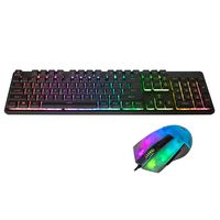 iBUYPOWER - Chimera KM7 Full-Size Wired Membrane RGB Keyboard and Optical Mouse Bundle - Black - Left View