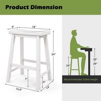 Costway Set of 2 Saddle Bar Stools Counter Height Dining Chairs with Wooden Legs - White - Left View