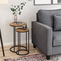 CorLiving - Fort Worth Nesting Side Table - Light Brown - Left View