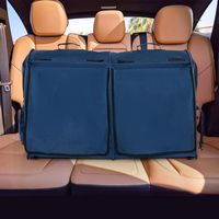 Costway - Portable Pet Carrier Kennel Cat Dog Crate Twin Compartments w/ Mats Litter Box - Navy Blue - Left View