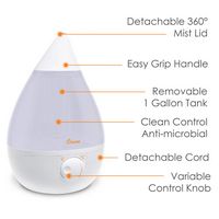 CRANE - 1 Gal. Drop Ultrasonic Cool Mist Humidifier - White - Left View