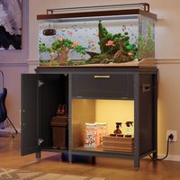 Bestier 55-75 Gallon Wooden Fish Tank Stand with Storage Cabinet Supports Up to 730 lbs - Black - Left View