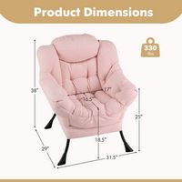 Costway - Stylish Large Lazy Chair with Cozy Head Pillow and Seat Armrests - Pink - Left View