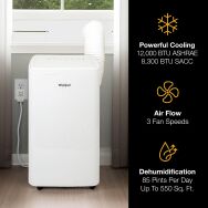 Whirlpool - 12,000 BTU ASHRAE (8,300 BTU SACC) Portable Air Conditioner - White - Left View