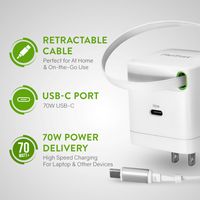 ReTrak - 70W USB-C Wall Charger - White - Left View