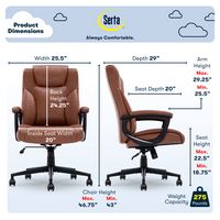 Serta - Connor Upholstered Executive High-Back Office Chair with Lumbar Support - Bonded Leather ... - Left View