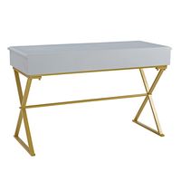 Linon Home Décor - Edmore Two-Drawer Campaign Desk - Gray & Gold - Left View
