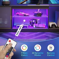 Bestier - TV Cabinet with Storage and LED Light Strips for TVs Up to 75