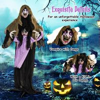 Costway - Lighted and Animated Halloween Decoration 63” Outdoor Animatronic Halloween Vampire - C... - Left View