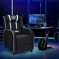 Costway - Massage Gaming Recliner Chair Racing Single Lounge Sofa Home Theater Seat White - White... - Left View