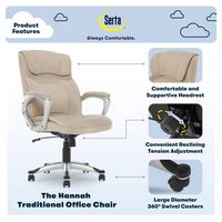 Serta - Executive Office Ergonomic Chair - Fawn Tan - Silver - Left View