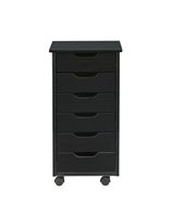 Linon Home Décor - Monte Six-Drawer Rolling Storage Cart - Black - Left View