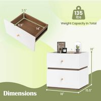 Costway 1 PCS 2-Drawer Nightstand Modern Bedside Table with Storag Raised Edge for Living Room - ... - Left View