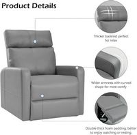 Bestier Vegan Leather Manual Swivel Recliner with Solid Footrest and Soft Padded Armrest - Grey - Left View