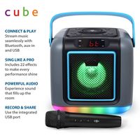 Singing Machine - Cube Mini Karaoke Machine, Wireless Microphone, Rechargeable Battery, Lights, B... - Left View