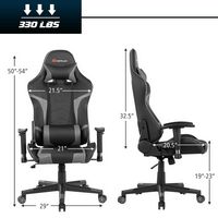 Costway - Racing Massage Gaming Chair with Lumbar Support - Gray/Black - Left View