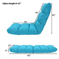 Costway - Adjustable 14-Position Folding Floor Chair - Peacock Blue - Left View