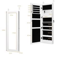 Costway - Wall Door Mounted Mirror Jewelry Cabinet Organizer LED Lights - White - Left View