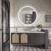 LOVMOR - 40 x 40 Inches Round Tempered Glass LED Bathroom Mirror with Anti-Fog & 3-Color Dimmable... - Left View