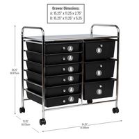 Mind Reader - Rolling Cart with Drawers, Utility Cart, Craft Storage, Kitchen, Metal, 24.25