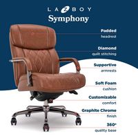 La-Z-Boy - Symphony Executive Mid-Back Bonded Leather Office Chair - Cognac and Graphite - Left View
