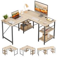Bestier 55inch Gaming Desk L-shaped Desk Office Computer Desk - Light Oak - Left View
