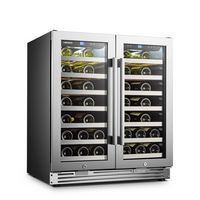 LanboPro - 52 Bottle Dual Zone Freestanding/Built-in Wine Fridge with Dual Temperature Zone and F... - Left View
