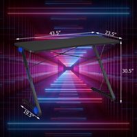 Costway - Z-Shaped Gaming Desk with LED Lights - 43.5