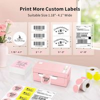 JADENS - Thermal Shipping Label Printer - Pink - Left View