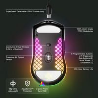 SteelSeries - Aerox 3 Super Light Honeycomb Wireless RGB Optical Gaming Mouse - Wireless - Onyx - Left View