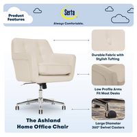 Serta - Ashland Bonded Leather & Memory Foam Home Office Chair - Cream - Left View