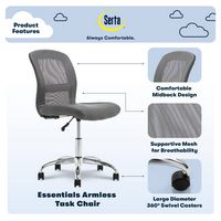 Serta - Essentials Mesh Task Office Chair - Moonrock Gray - Left View