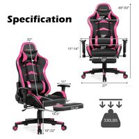 Costway - Gaming Massage Reclining Racing Chair with Footrest - Pink - Left View