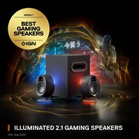 SteelSeries - Arena 7 2.1 Bluetooth Gaming Speakers with RGB Lighting (3 Piece) - Black - Left View