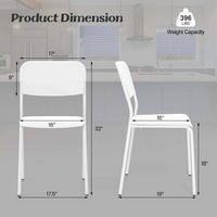Costway Modern Dining Chairs Set of 4 with Tilted Backrest & Sturdy Metal Legs Plastic - White - Left View