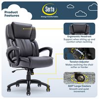 Serta - Garret Bonded Leather Executive Office Chair with Premium Cushioning - Space Gray - Left View