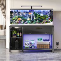 Bestier 55-75 Gallon Wooden Fish Tank Stand with Storage Cabinet Supports Up to 730 lbs - Black - Left View